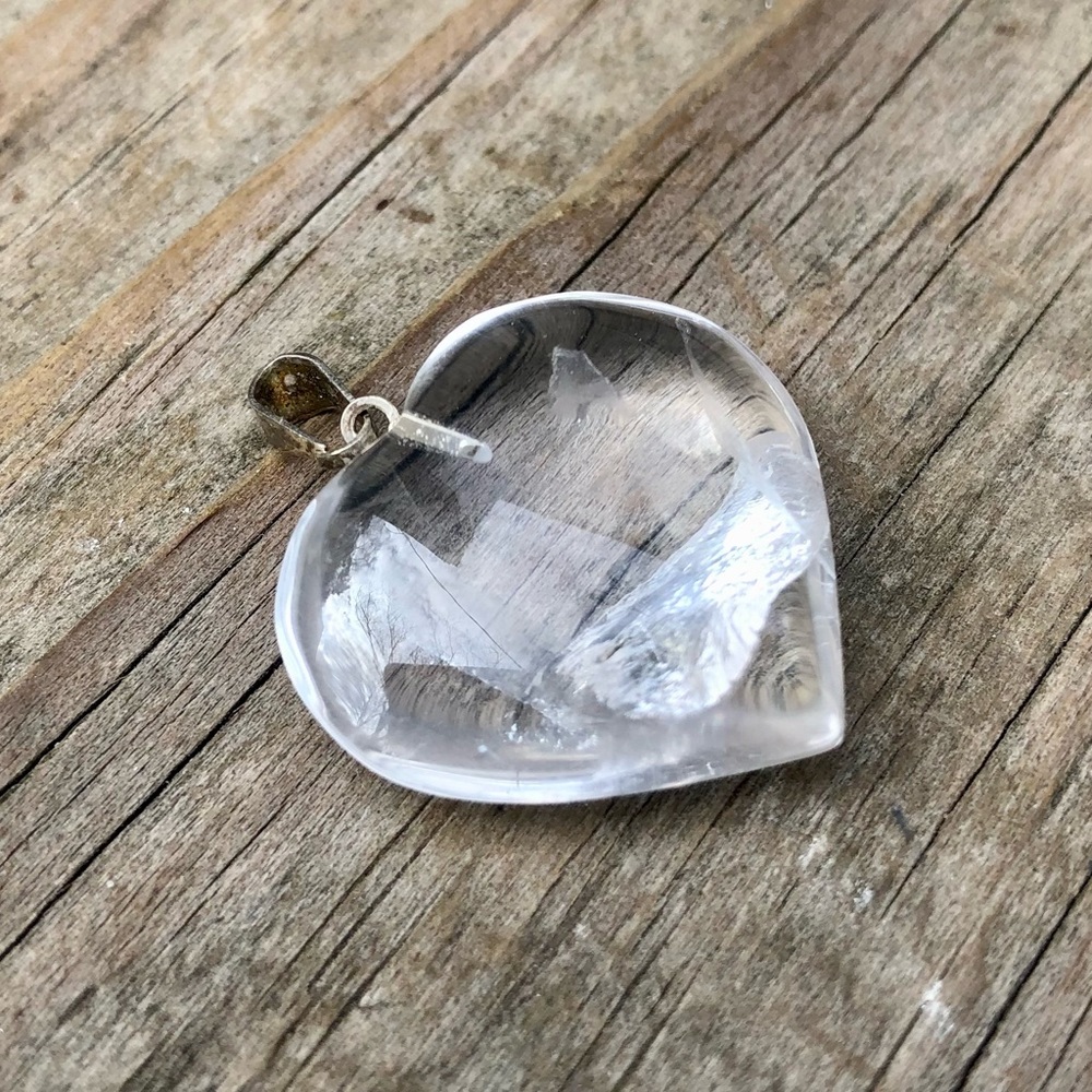 New Clear Quartz Pendant W/Black Cord Necklace (unisex)